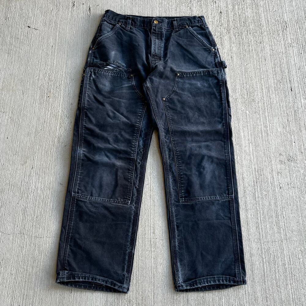 Carhartt faded black double knee work wear carpenter pants
